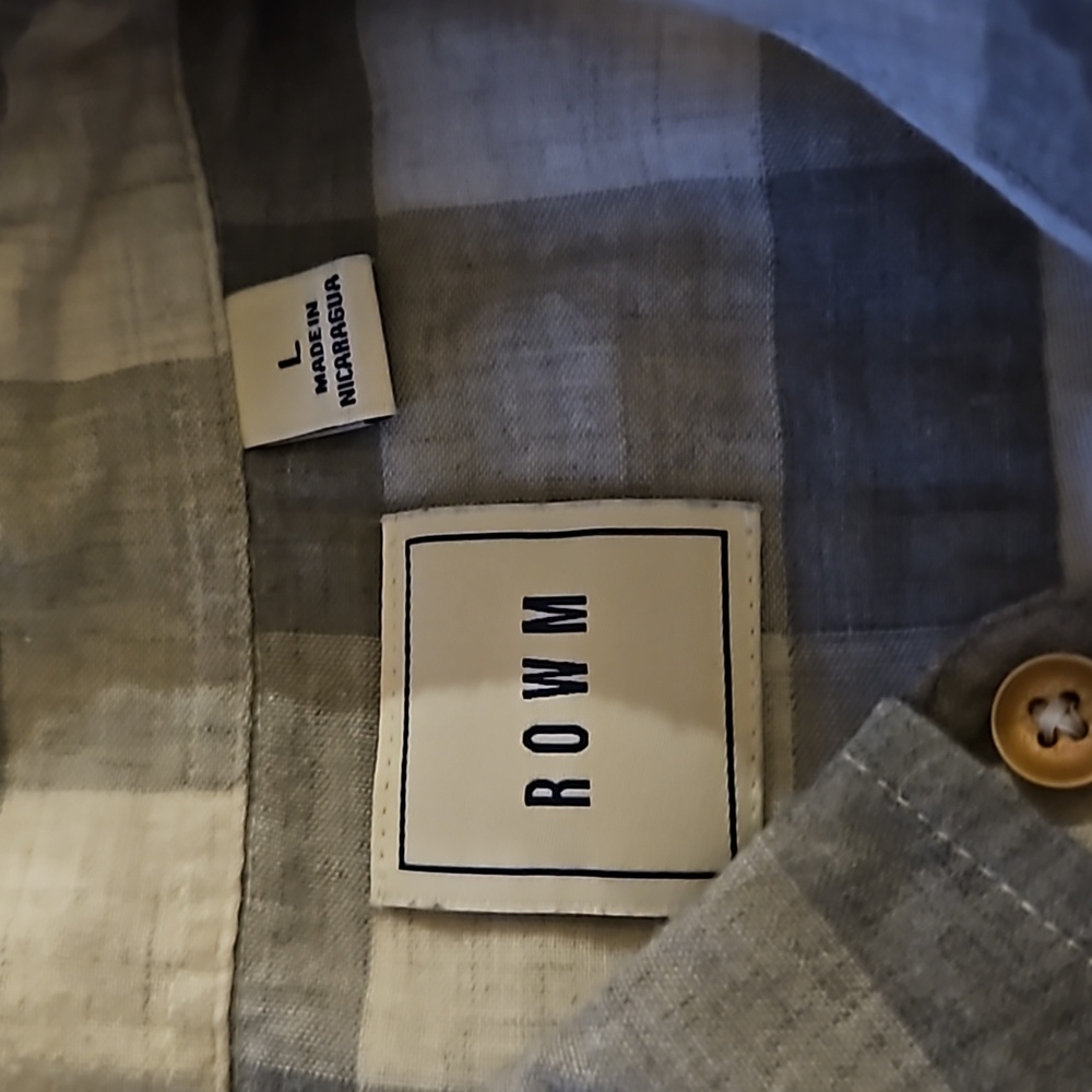 Rowm Gray White Checked Ss Button-Down Collared S… - image 3